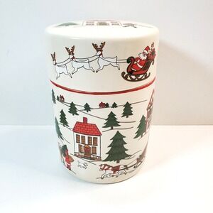 Vintage Jamestown China Ceramic Joy Of Christmas Canister W/ Lid C. Jamaji 5.5"